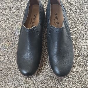 Josef Seibel Black Leather Loafers For Women